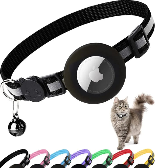 ATUBAN Reflective Breakaway Cat Collar with AirTag Holder & Bell - Perfect for Kittens and Adult Cats!